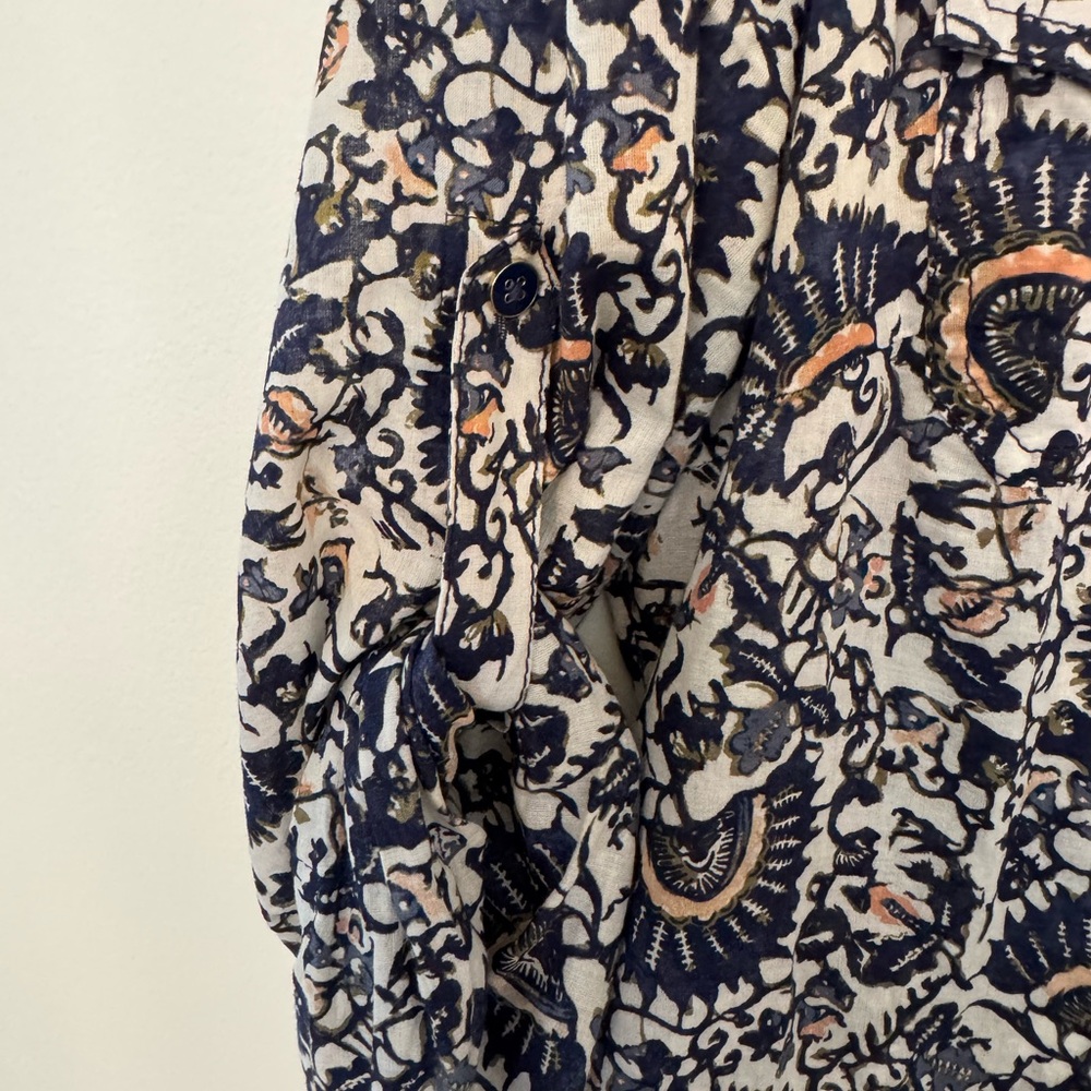 Tory Burch Blue Bridgette Printed Button Down Shirt - Picture 7 of 9